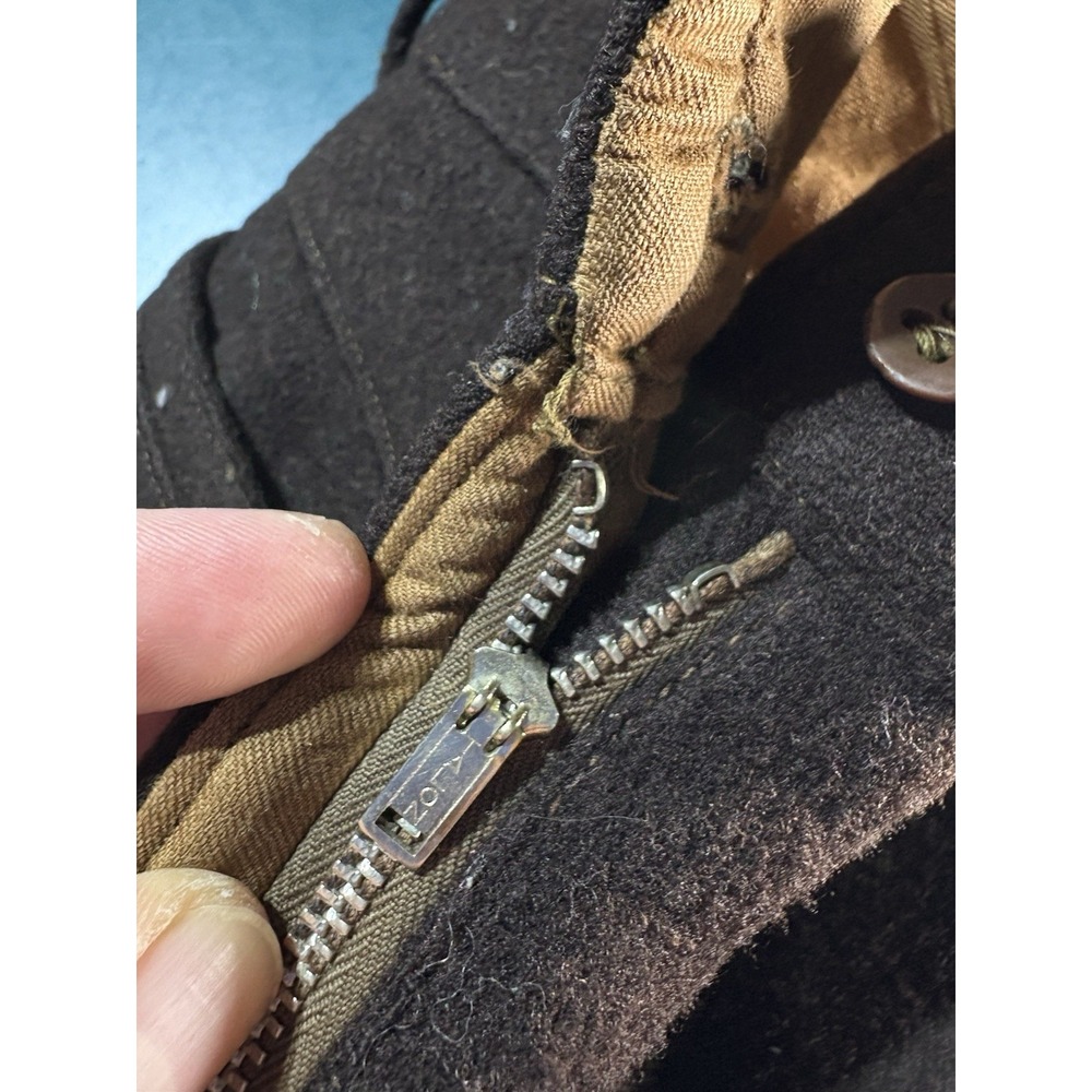 True Vintage 40s Wool Pants Size 28x28 Hunting Military Lined Talon Side Zipper - Picture 5 of 16